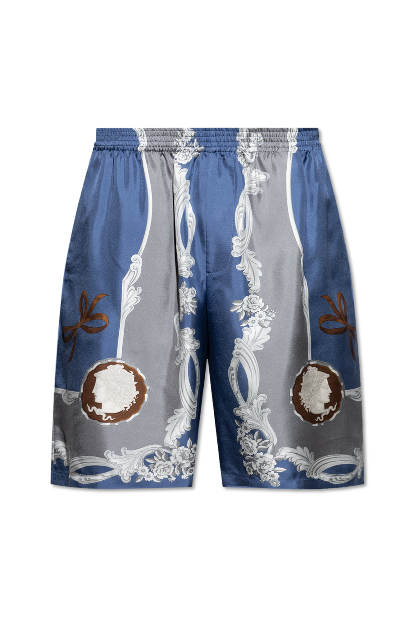 Versace Silk shorts with Medusa Cameo print | Men's Clothing
